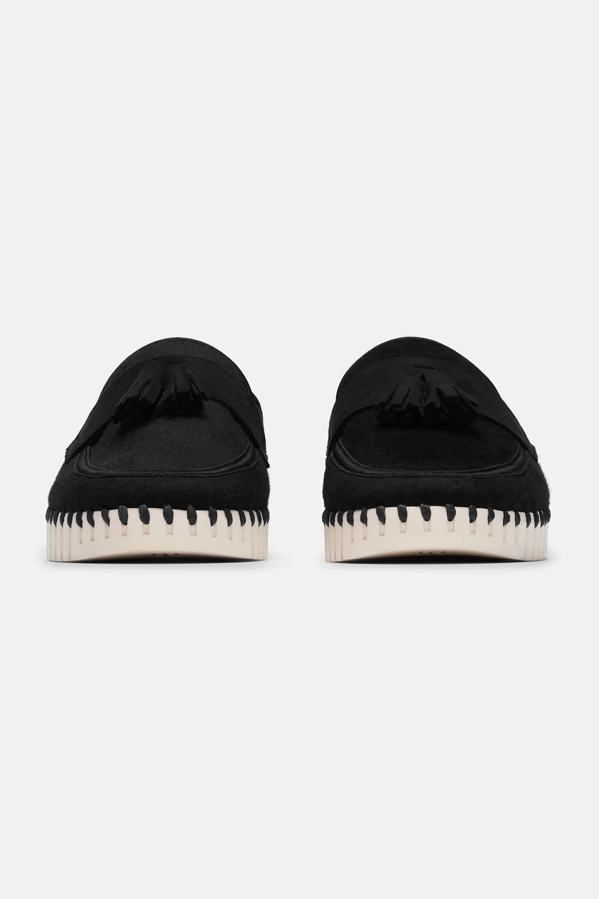 Tulip Wool Mule - Black Pearled Ivory